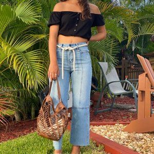 NEW Habitual Rhys Crop Wide Leg Belted Pants 24